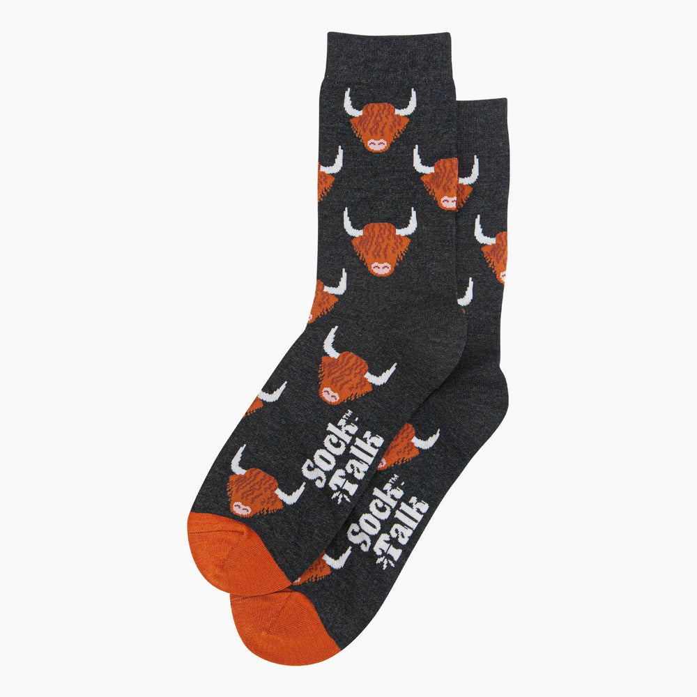 Men's Bamboo Socks - Black, Highland Cow: UK 7-11 | EU 40.5-46 | US 8-12
