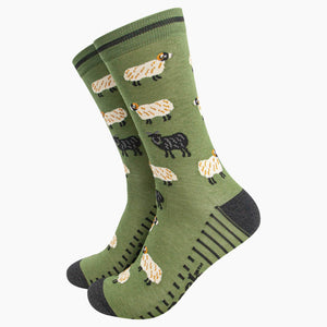 Men's Bamboo Socks - Green, Black Sheep: UK 7-11 | EU 40.5 -46 | US 8-12