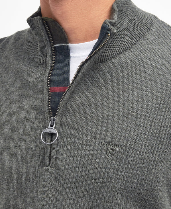 Barbour Cotton Half Zip Sweater - Olive Marl
