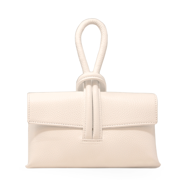 GF0467 GENUINE ITALIAN LEATHER  WRISTLET BAG: SILVER