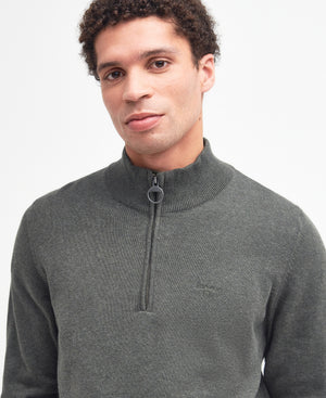 Barbour Cotton Half Zip Sweater - Olive Marl