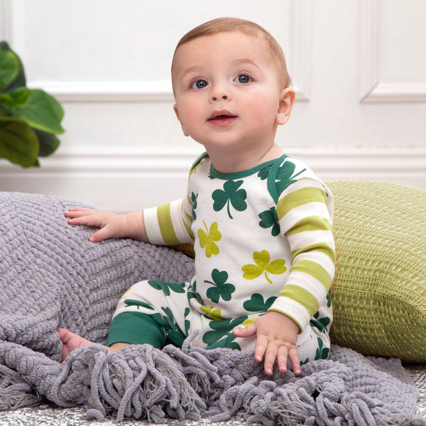 St. Paddy's Shamrocks & Clovers Baby Cotton Romper