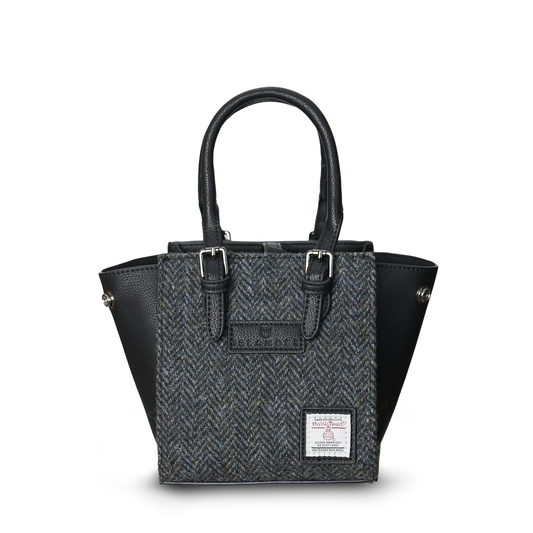 The Mini Callie Tote - Black & Grey Herringbone