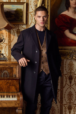Owen Navy Melton Coat