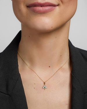 14K Gold & Emerald Shamrock Necklace