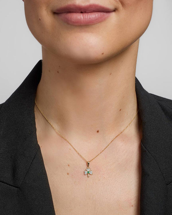 14K Gold & Emerald Shamrock Necklace