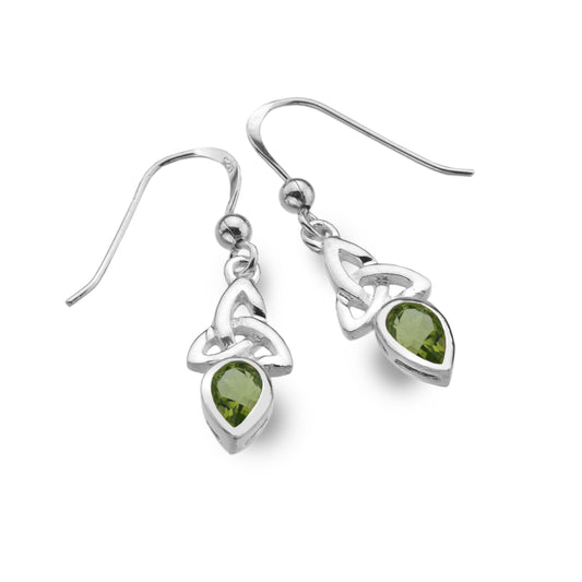 Sterling Silver Trinity Knot Earrings - Peridot