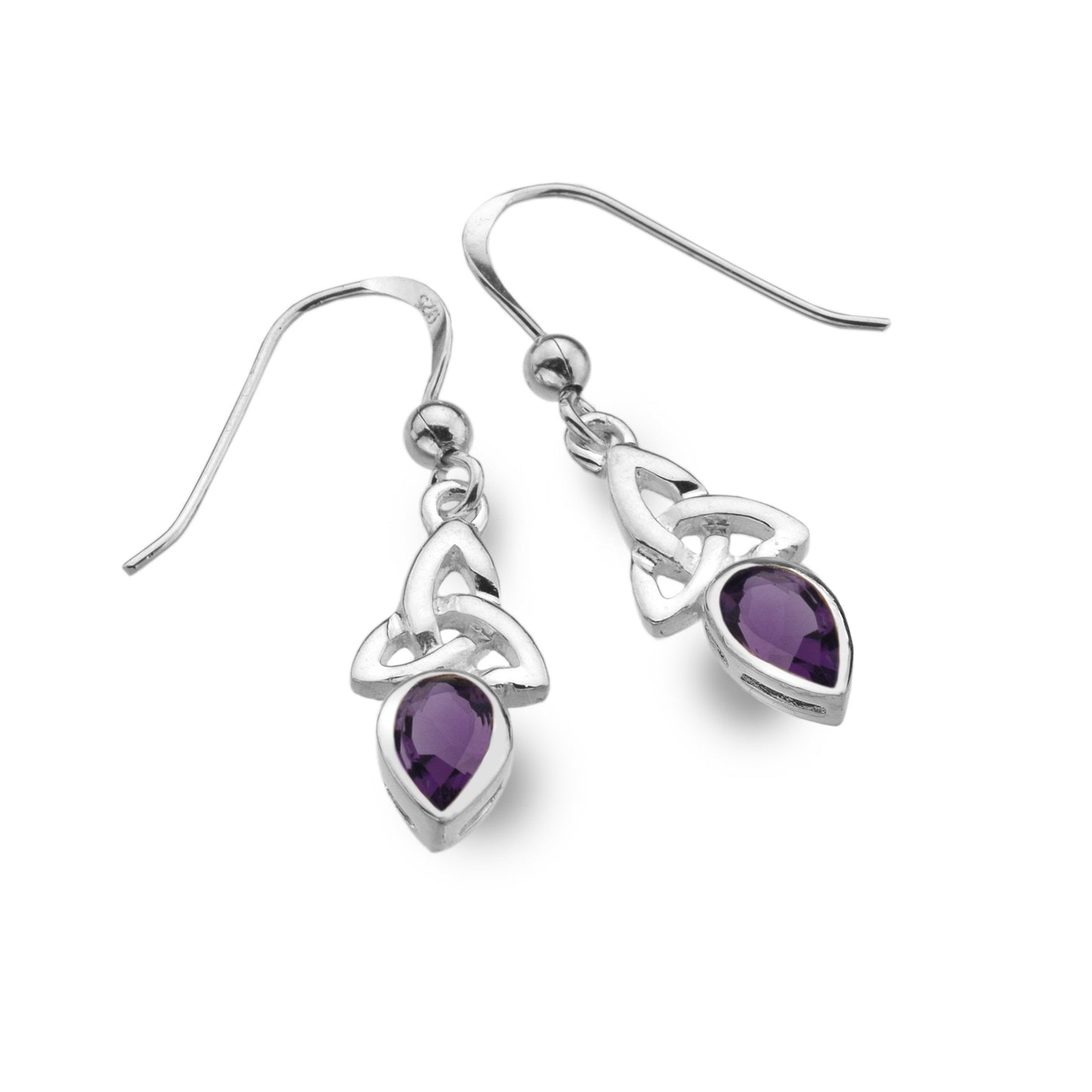 Sterling Silver Trinity Knot Earrings - Amethyst