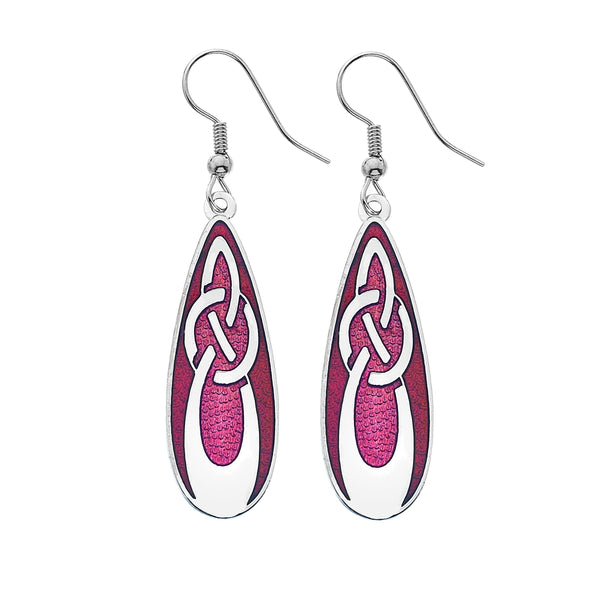 Celtic Knot Teardrop Earrings - Red