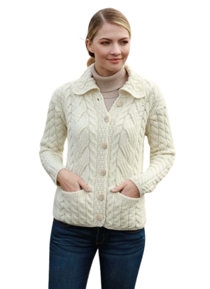 Belcarra Ladies Aran Cardigan - Cream