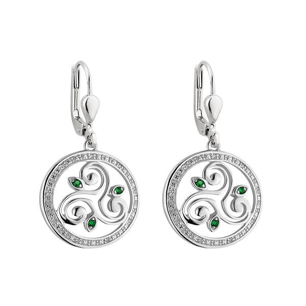 S34115 Sterling Silver Crystal Spiral Earrings