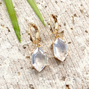 Opal Crystal Earrings - Gold