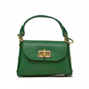 GF1075 GENUINE ITALIAN LEATHER  BAMBOO CLASP, CROSSBODY BAG: LILAC