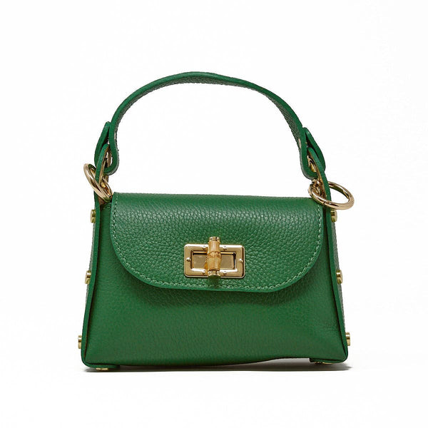 GF1075 GENUINE ITALIAN LEATHER  BAMBOO CLASP, CROSSBODY BAG: LILAC