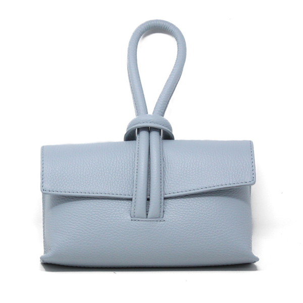 GF0467 GENUINE ITALIAN LEATHER  WRISTLET BAG: SILVER