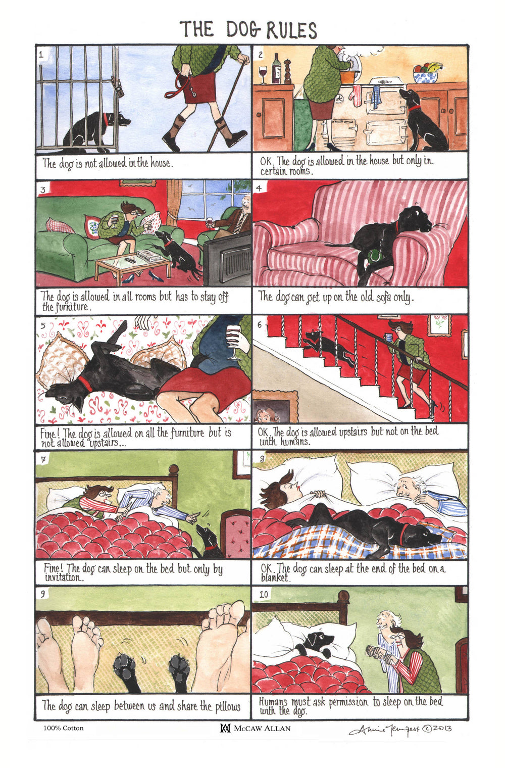 The Dog Rules Cotton Tea Towel