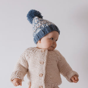 Fairisle Beanie Baby Hat - Slate