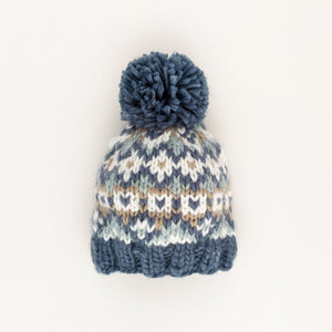 Fairisle Beanie Baby Hat - Slate