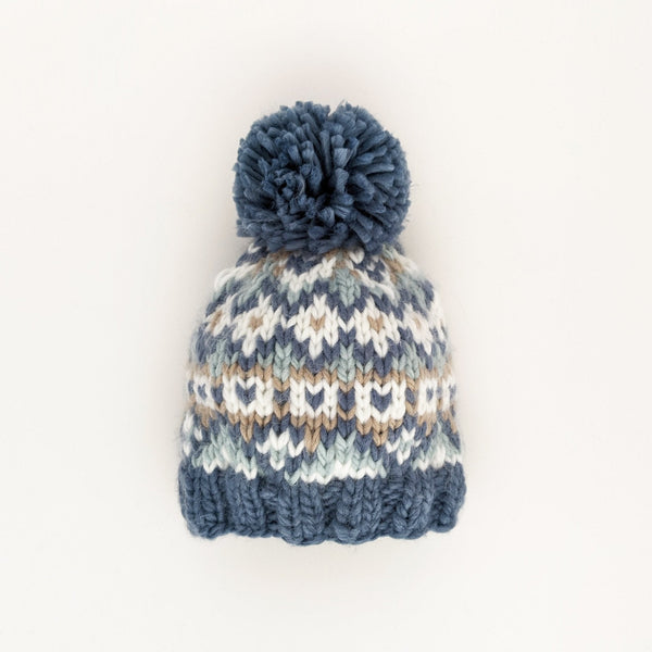 Fairisle Beanie Baby Hat - Slate