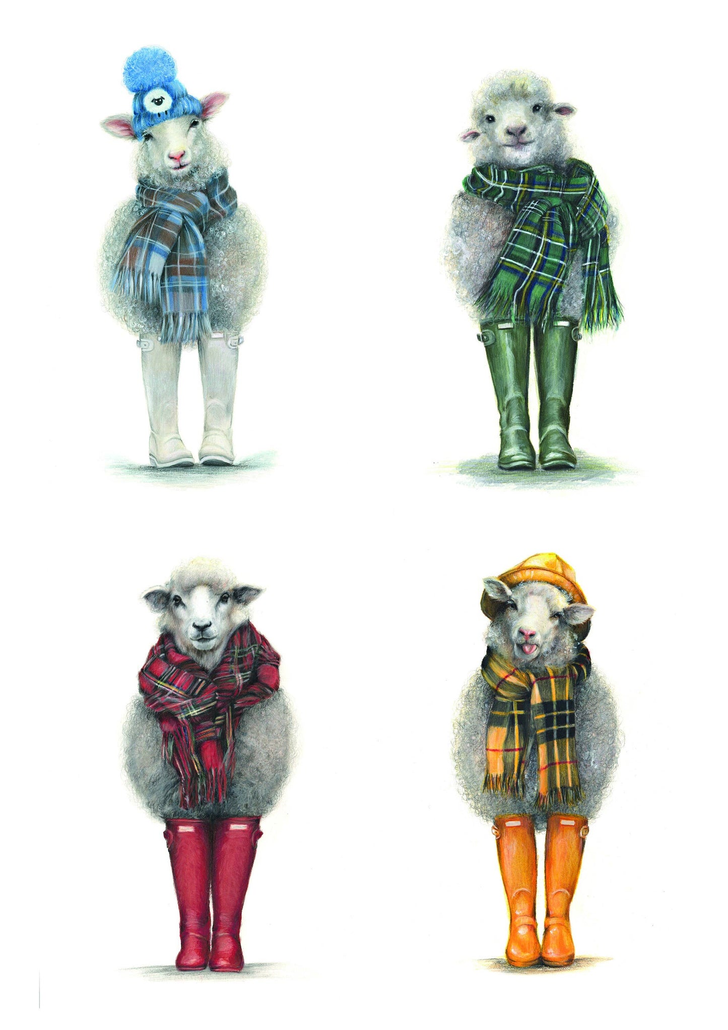 Four Seasons Sheeps Greeting Card