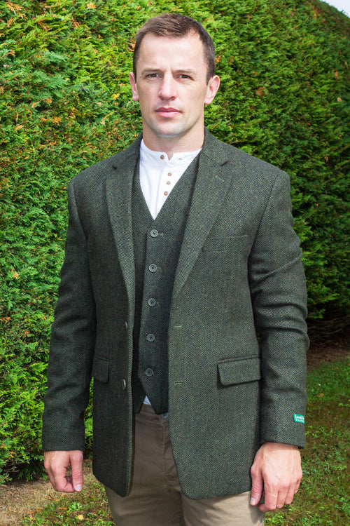 Men’s Herringbone Tweed Sport Coat - Olive Green