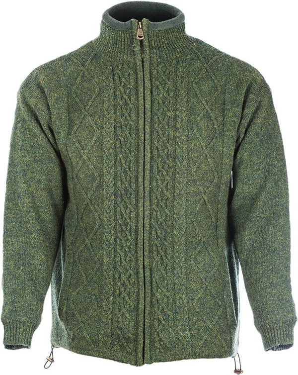 Farmleigh Lined Wool Mens Cardigan - Green