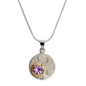 Celeste Silver & Gold Pendant - Amethyst