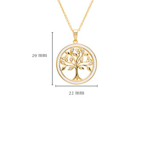 Gold Vermeil Tree of Life Necklace w/ Enamel and Cubic Zirconia