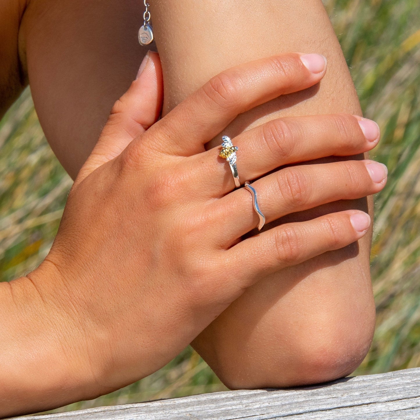 Bumblebee Gold Plate & Sterling Silver Ring