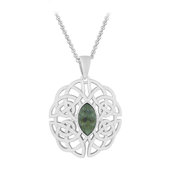 Sterling Silver Oval Marble Celtic Knot Pendant