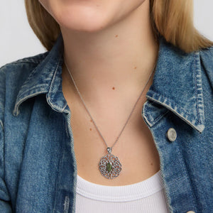 Sterling Silver Oval Marble Celtic Knot Pendant