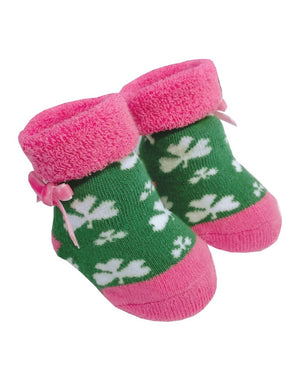 Green & Pink Shamrock Baby Socks