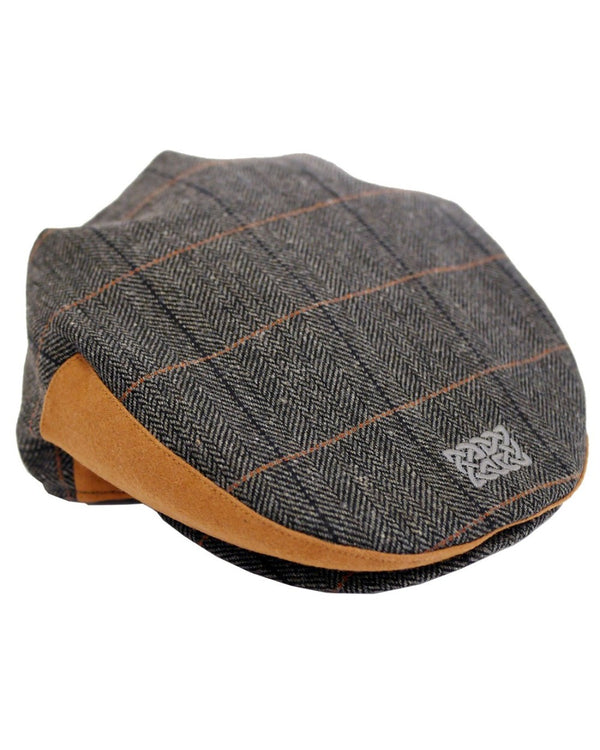 Kids Tweed Celtic Knot Flat Cap - Grey