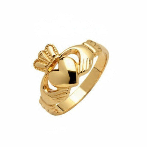 18K Men's Gold Plated Sterling Silver Claddagh Ring