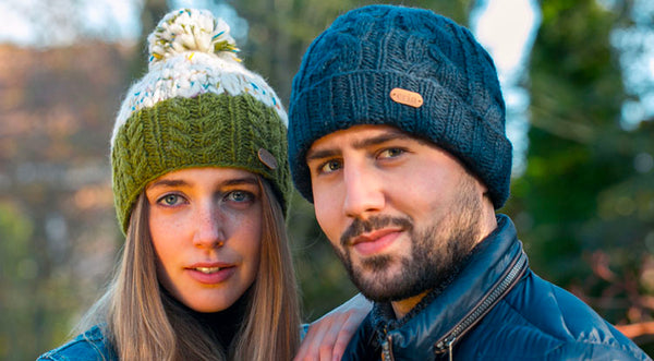 Uneven Wool Bobble Hat - Green