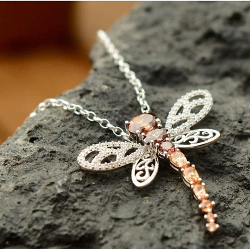 Sterling Silver Dragonfly Pendant - Earth