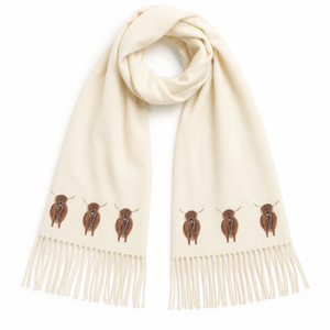 Cashmere Feel Luxury Scarf - Highland Cow