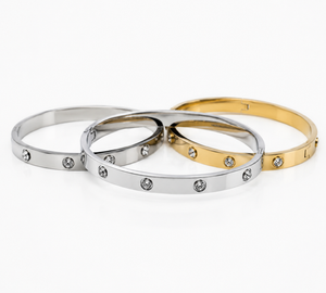 Diamond Carter Bangle - Silver