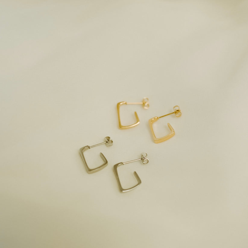 Predictable Small Square Hoop Earrings - Gold