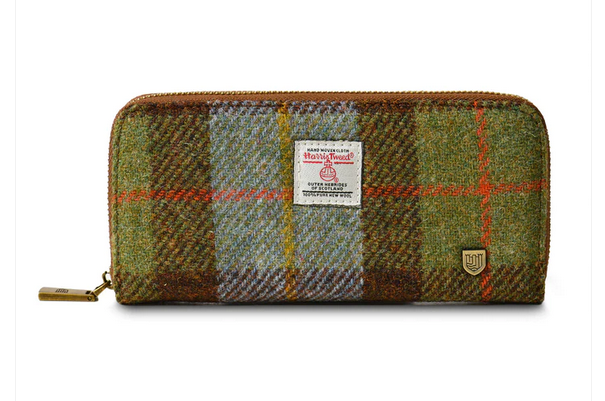 Large Zip Wallet - Chestnut & Blue Tartan