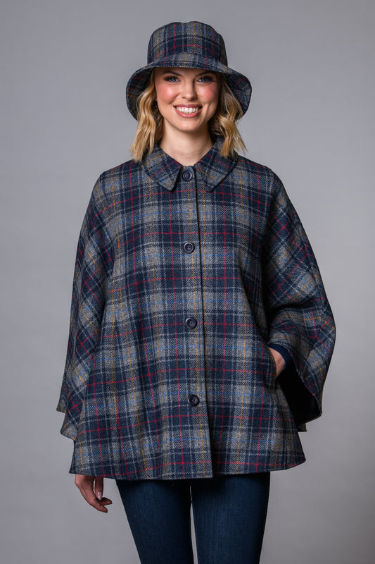 Country Cape - Navy/Grey Plaid