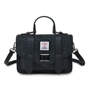 The Medium Satchel - Black Herringbone