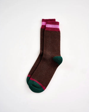 Avoca Cozy Toes Cashmere Blend Men's Socks - Brown