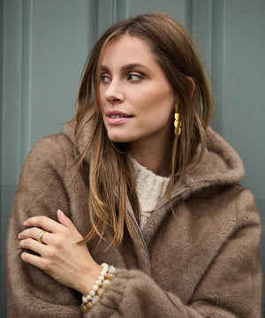 Faux Fur Reversible Hooded Jacket - Camel