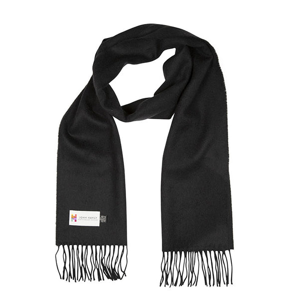 Black scarf with fringes on a white background