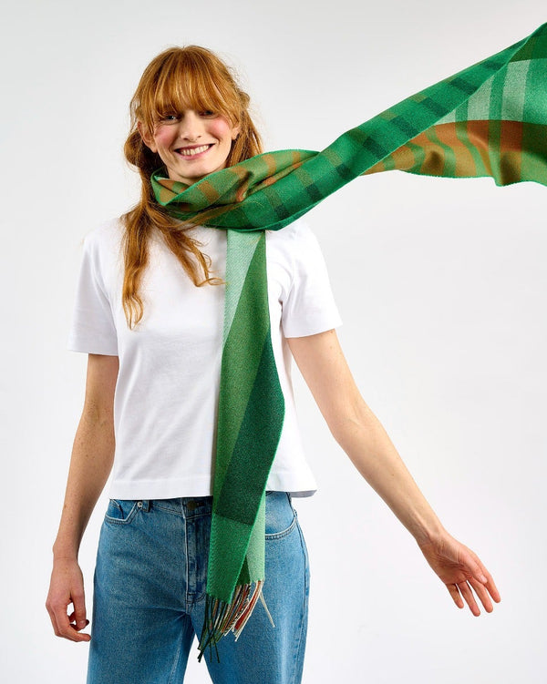 Avoca Merino Wide  Scarf - Tricolor Stripe