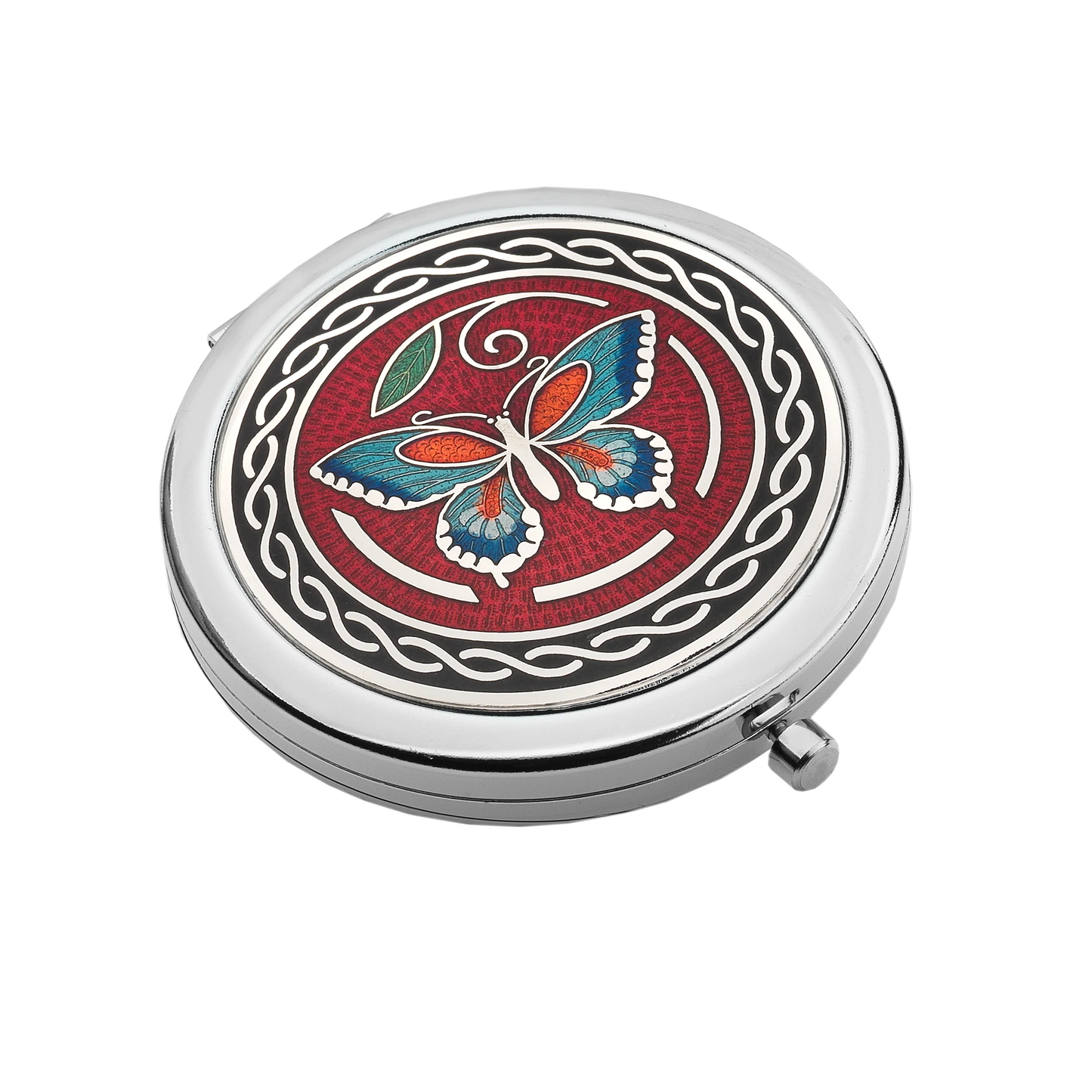 Butterfly Enamel Compact Mirror - Red