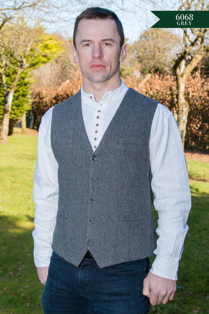 Men’s Tweed Waistcoat - Charcoal Herringbone