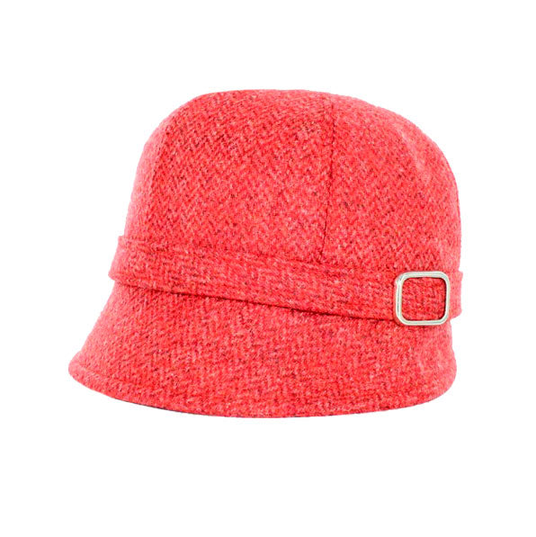 Ladies Tweed Flapper Hat - Red Herringbone