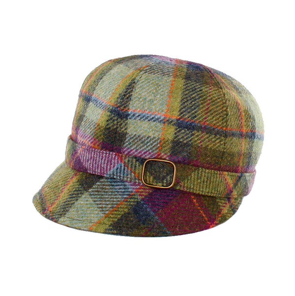 Ladies Tweed Flapper Hat - Purple & Green Plaid